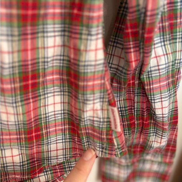 Abercrombie red plaid snap front long sleeve top size small 95 % cotton - Picture 7 of 11